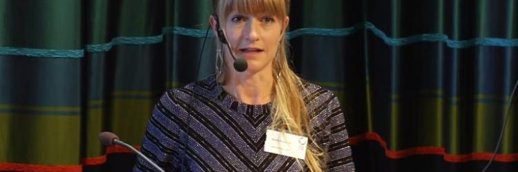 Karin Ericsson från Latinamerikagrupperna håller tal under Sametingets öppnande 2017. Foto: SVT Forum